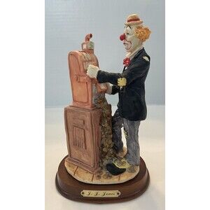JJ Jones  Poor Clown Wins Jackpot Wooden Base Hand Painted